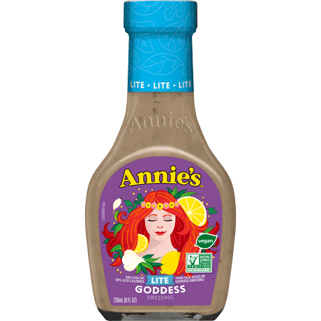 Annie's Lite Goddess Dressing, Vegan, front of bottle.
