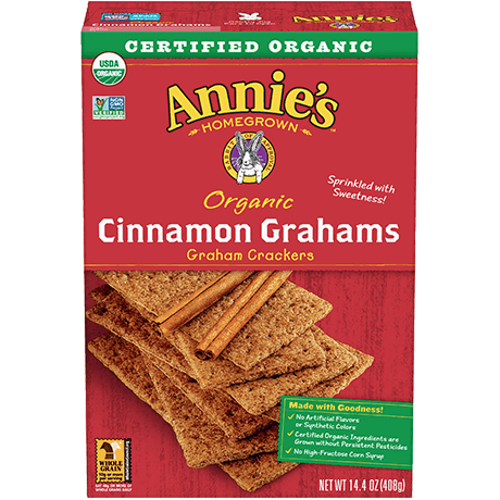 Annie's Organic Cinnamon Graham Crackers, front of box.